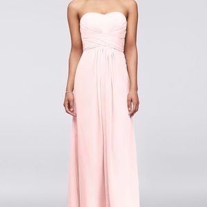 David’s Bridal strapless soft pink dress